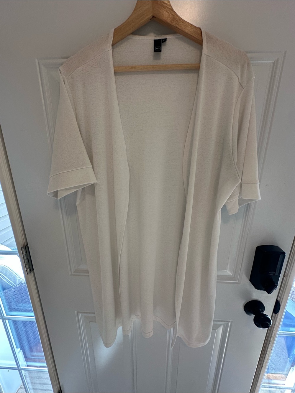 Open-Front Short Sleeve Cardigan Sweater - White